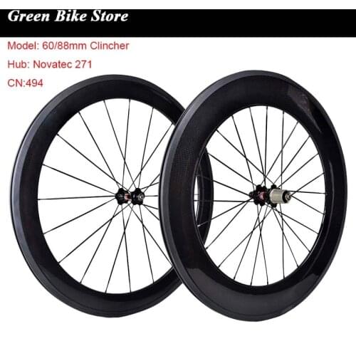High Quality Carbon Fiber Road Bike 700C Clincher Wheelset Front 60mm Rear 88mm Tubular Bicycle Racing Wheels