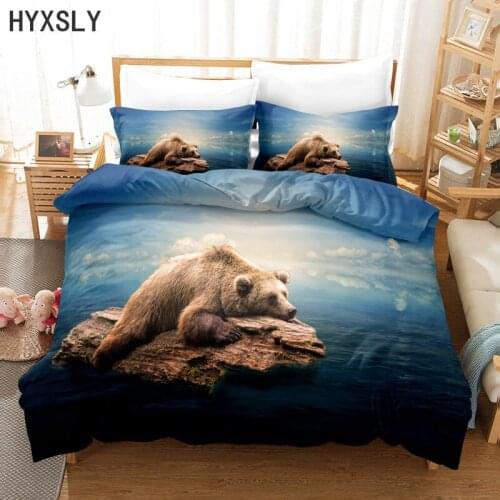 3D Print Brown Bear Bedding Set 2/3Pcs Duvet Cover & Pillowcase(s) Quilt Cover Home Textile Kids Boy Child Twin Full Size Gift