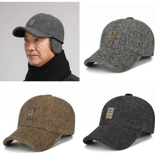 Korean Version Baseball Caps Sports Caps Woolen Hats Ear Protection Caps Adjustable Men Thicken Warm Casual Mens Cotton Hat