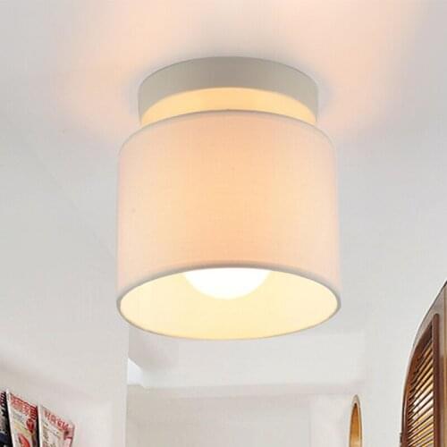 Round Cloth Lampshade LED Ceiling Lamp For Corridor Lamparas de techo Fabric Surface Mounted Indoor E27 Kitchen Lighting