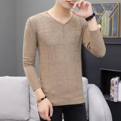 Men Sweaters V-neck Thin Leisure White Pink Black Grey Pullover Men Long Sleeve Slim Fit In Spring Autumn Casual Mens Sweaters