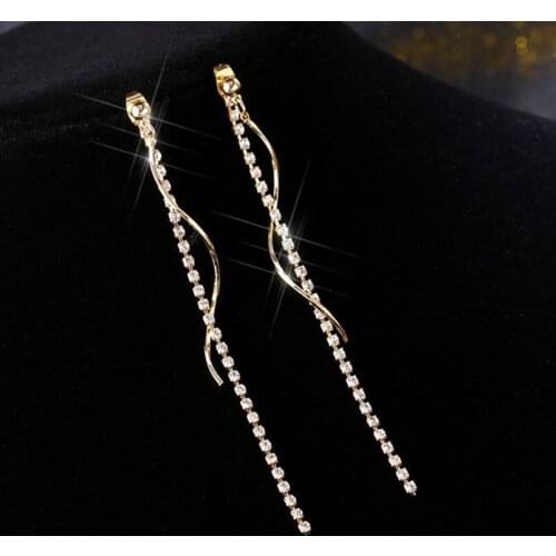 2020 New Fashion Gold Color Dangle Hanging Metal Tassel Chain Earrings Long Drop Earrings For Women Jewelry Brincos Bijoux