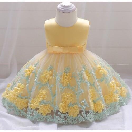 New Girls Dress Baby Sleeveless Rosette Princess Dress Rose Wedding Birthday Dress Compere Piano Dress Baby Christmas Clothes