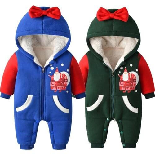 IYEAL New Plus Velvet Jumpsuits Baby Girl Winter Rompers Cartoon Hooded Cotton Newborn Girls Snowsuit Toddler Boys Coat Clothes