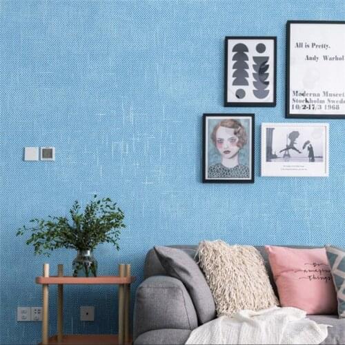 Modern simple solid color linen engineering wallpaper plain non-woven wallpapers Nordic living room bedroom TV background wall