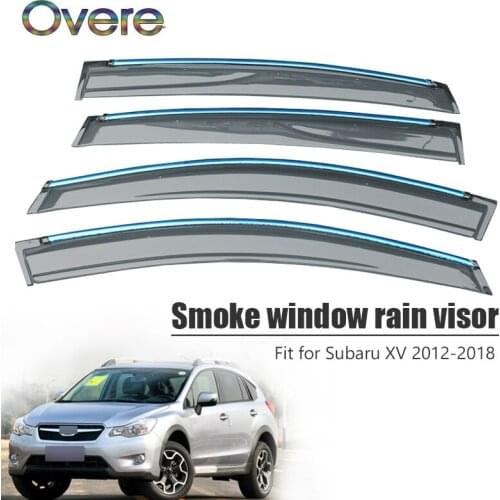 Overe 4Pcs/1Set Smoke Window Rain Visor For Subaru XV 2012 2013 2014 2015 2016 2017 2018 ABS Awnings Shelters Guard Accessories