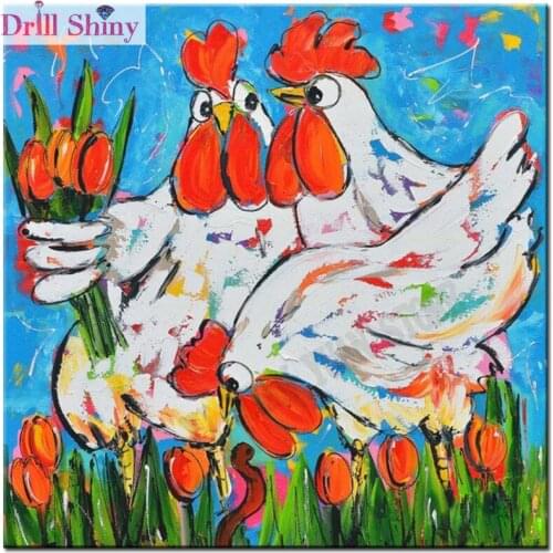 Full 5D diy diamond cartoon animal chicken diamond embroidery mosaic painting decoration gift wall stickers New Years products