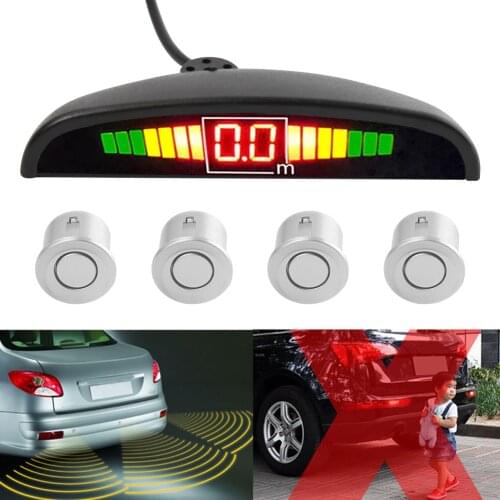 Practical 4 Sensors Auxiliary Alarm Auto Backup Reverse Radiolocator Monitoring System LED Detector Display Car Parking Sensor