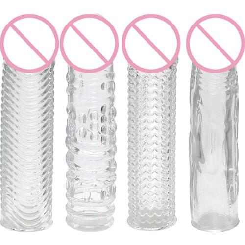 Man Nuo Reusable Penis Sleeve Extender Men condoms Delay Ejaculation Soft glue Sex Toy for Men Cock Enlarger Condom Sheath Delay