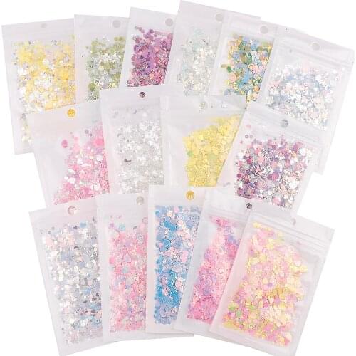 10g about 1000pc Mix Star Moon Transparent Loose Sequins Glitter Paillettes For Nail Art Manicure/Sewing/Wedding Decoration
