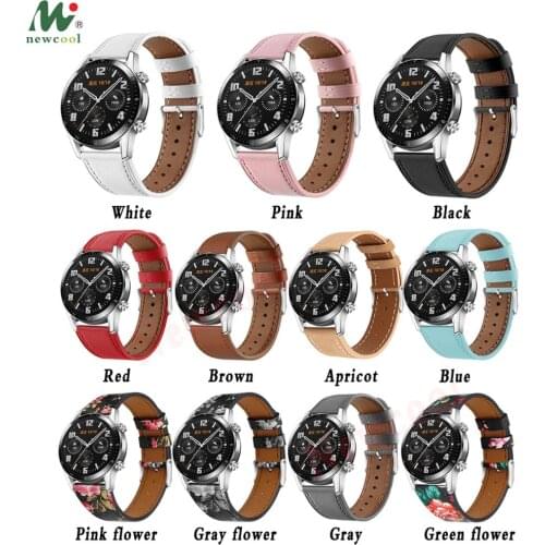 Genuine Leather Strap For Huawei GT 1 GT2 46 42mm GT2E Smartwatch 2019 Floral Band adjustable Flower Slim Replacement Wristband