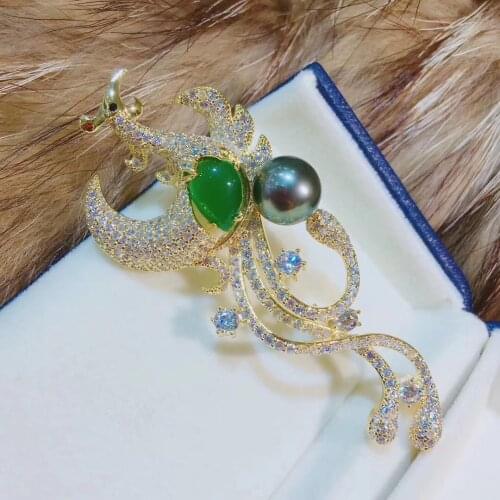 SHANICE SHANICE Fashion Jewelry Micro Paved Multi Shining CZ Crystal Luxurious Phoenix Shape Brooches Pins Apparel Accessories f