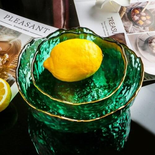 Glass Salad Dessert Plate Fruit Plate Home Living Room Coffee Table Fruit Bowl Snack Plate Color Set