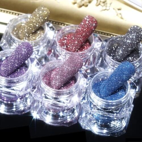 Gold Sliver Nail Crystals Reflective Powder Rainbow Glitter Shiny Pigment Holographics Glass Micro Drill Nails Art Decoration