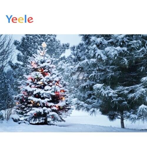 Yeele Merry Christmas Party House Snow Outdoor Tree Baby Kid Photo Background Custom Vinyl Photography Backdrop For Photo Studio