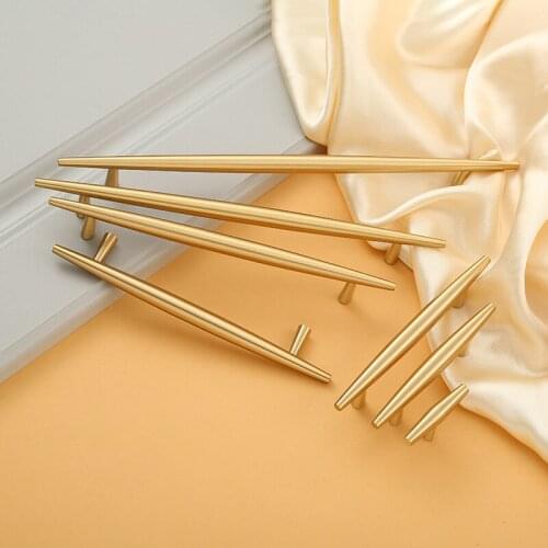 Vintage Modern Golden Brass Metal Cabinets Konbs and Pulls Kitchen Door Handles for Furniture Hardware Accessories
