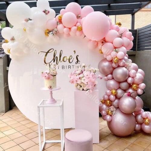 Global Round DIY Balloon Garland Arch Mixed White Macaron Baby Pink Latex Balloons Strip Chain for Birthday Wedding Decoration