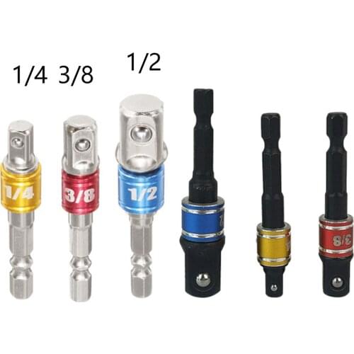 Hige quality Drill Socket Adapter for Impact Driver with Hex Shank to Square Socket Drill Bits Bar Extension 1/4" 3/8" 1/2 Bit