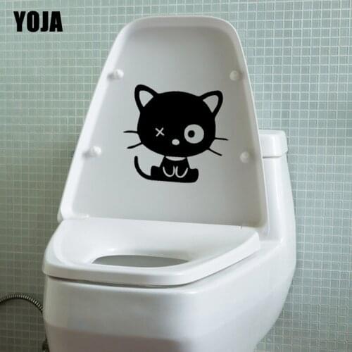 YOJA 22.6*20.4CM Funny Wall Sticker BedRoom Home Decoration Toilet Decal Love My One Eye Eyed Special Needs Cat T4-0017