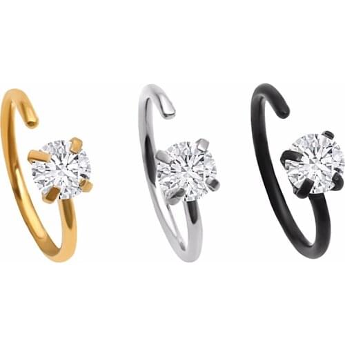 50pcs Body Jewelry Piercing CZ Lip Labret Ring Ear Helix Daith Cartilage Tragus Earring Nose Septum Ring Bend Shine 20gX8mmShine