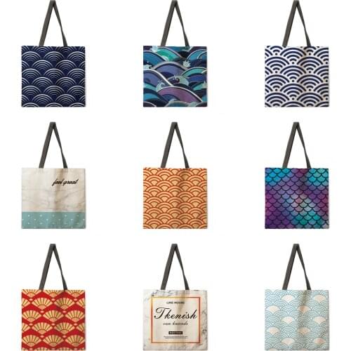 Hefengyun ocean wave pattern ladies handbags ladies handbags ladies shoulder bags outdoor beach handbags fashion shopping bags