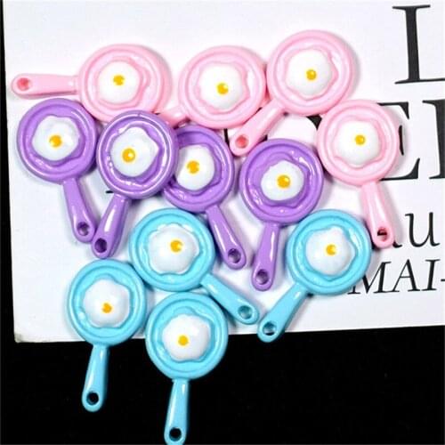 20pcs Mix Kawaii Flatback White Fried Eggs Resin Earring Charms Cute Food Bracelet Keychain Small Pendant Jewelry Make Accessory