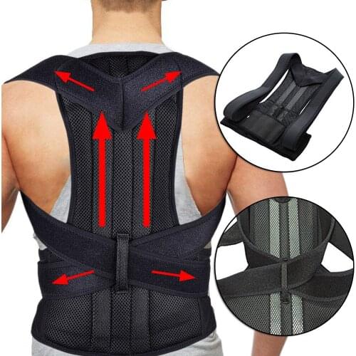 2019 Unisex Adjustable Back Posture Corrector Brace Back Shoulder Support Belt Orthopedic Posture Men Women Black Corsets