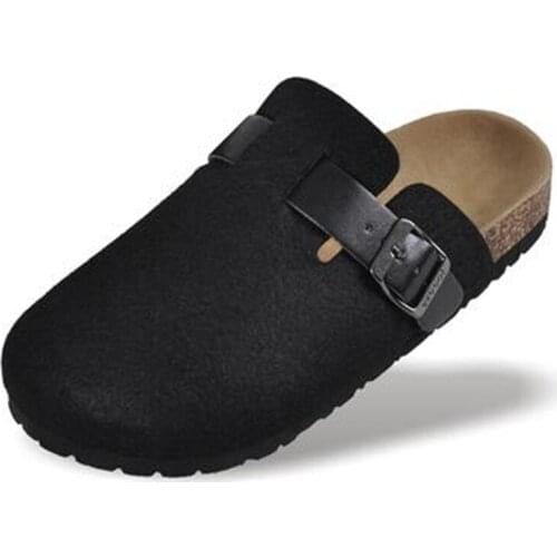 2020 New Men Shoes Cork Shoes Casual Sandals Flats Slides male Closed Toe Sandals Buckle unisex Slippers Black Red Plus size 44