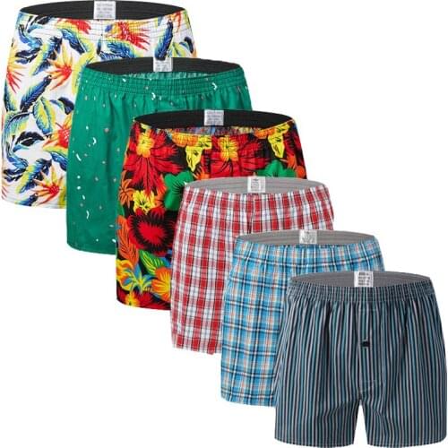 3Pcs/Lot Men Cotton Loose Boxer Briefs Home Casual Mens Stripe Pants Large Size L-6XL Mens Cotton Briefs Mens Pants Underwear