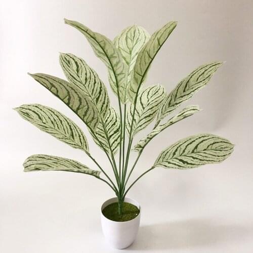 66cm12 Head Artificial Palm Tree Branch Plastic Rare Plants Green Indoor Potted Balcony Garden Hotel Office Halloween Home Decor