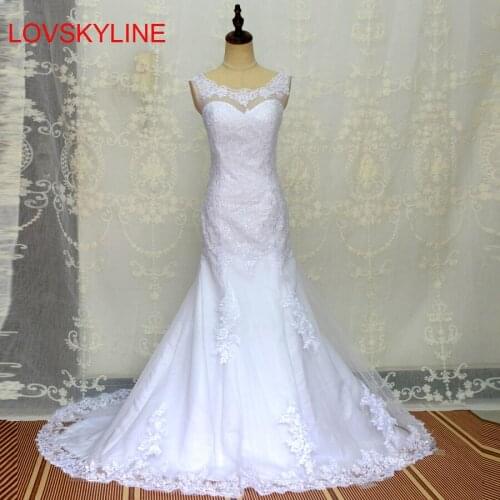 White Sexy Lace Mermaid Wedding Dresses fish Tail Plus Size Bridal Wedding dress Hot
