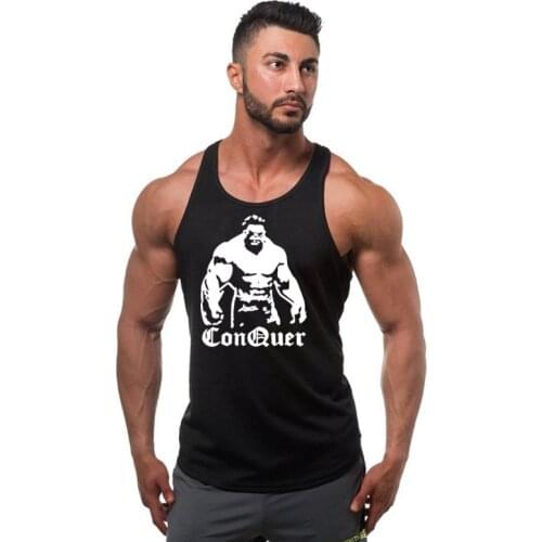 Brand Gyms Stringer Clothing Bodybuilding Tank Tops Men Fitness Singlet Sleeveless Shirt Printed Cotton Muscle Vest Undershirt