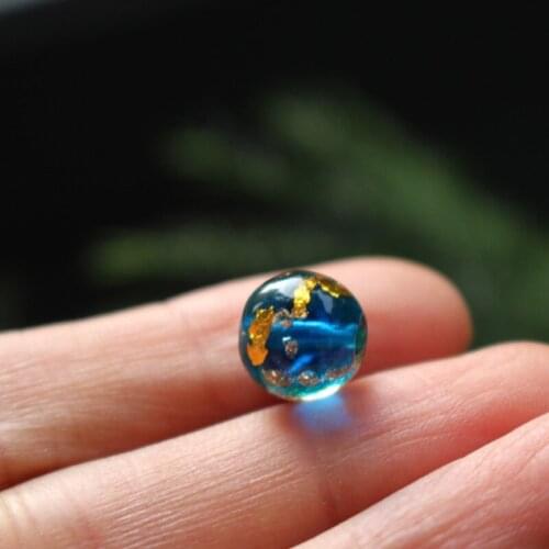 10pcs/Lot 10mm 12mm Gold Foil Beads Lampwork Beads Dark ocean blue color Round Fine beads for jewelry Making