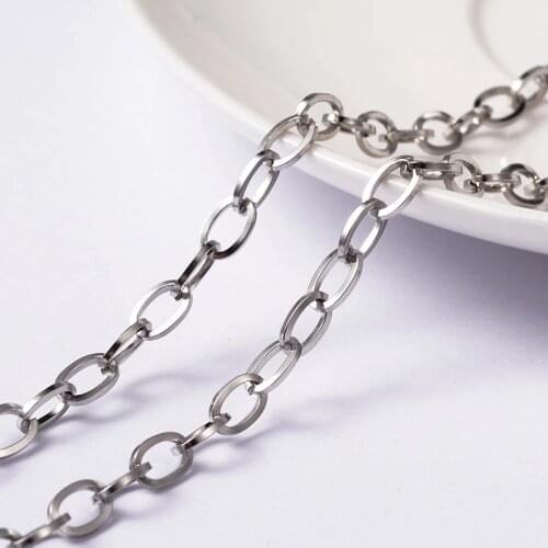 7x4x0.8mm 304 Stainless Steel Cable Chains for DIY Necklace Bracelet Jewelry DIY Making accessories,about 10m/roll F65