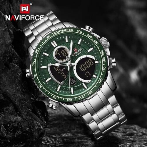 NAVIFORCE Fashion Business Watches for Mens Luminous Led Digital Dual Time Chronograph Waterproof Watches Male Relogio Masculino