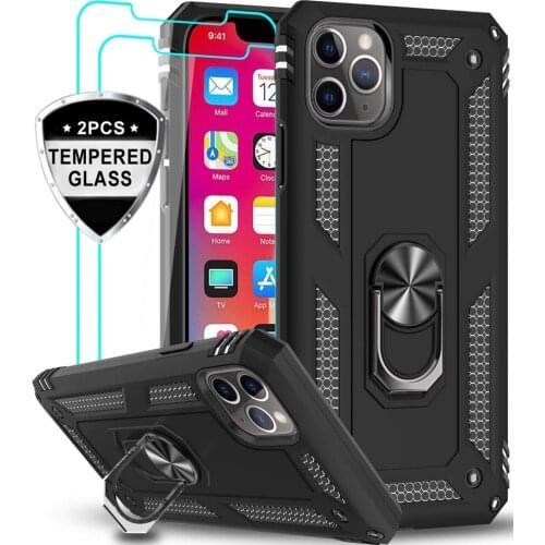For iPhone SE (2020) iPhone X XR 11 Pro Max Case,Military Grade 15ft. Drop Tested Protective Kickstand Magnetic Car Mount Case
