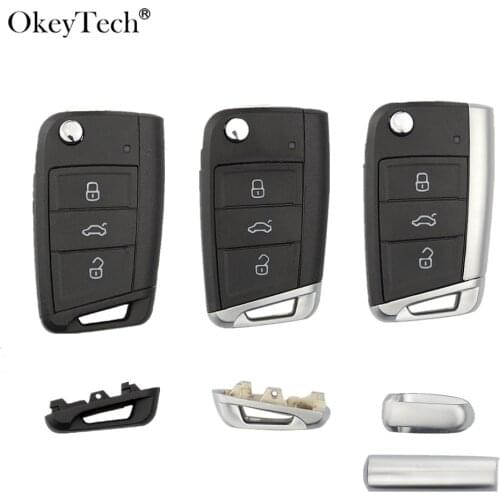 Okeytech 3 Buttons Remote Car Key Shell Case Cover Fob For Volkswagen Passat Golf 7 MK7 Skoda Seat Leon For Skoda Octavia