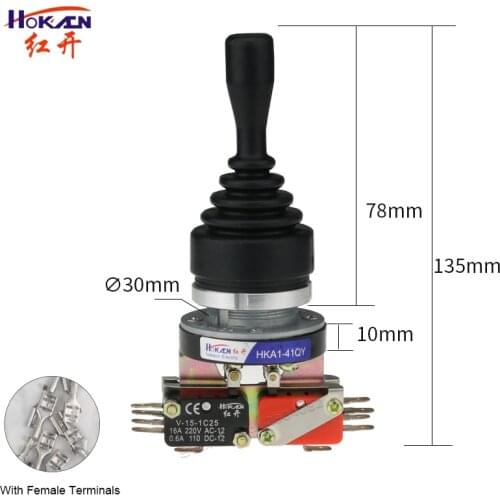 30mm Joystick Switch Momentary 4 Position Rocker Switch latching Spring Return Monolever Cross Wobble Stick Switch HKA1-41QZ QY