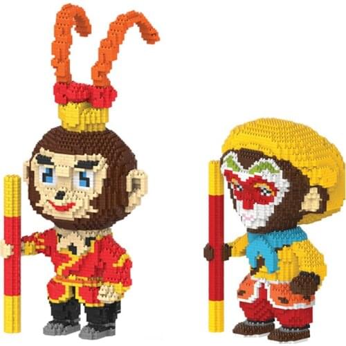 Chinese Mythology cartoon figure micro diamond block Beijing opera monkey king image building brick nanobricks educational toys