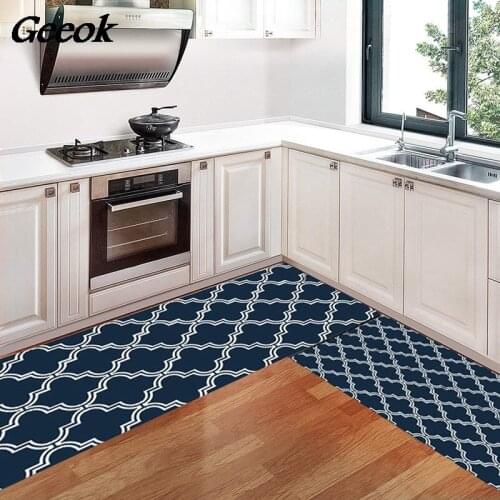 Nordic Geometric Kitchen Mat Anti-skid Oil-proof Carpet Long Waterproof Doormats PVC Leather Kitchen Rugs Mat Floor Carpet