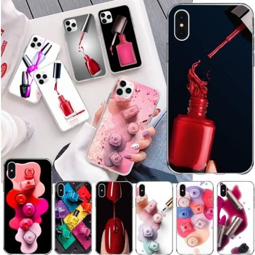 Art Multicolored Nail Polish Bottle Set Phone Case For iphone 12 11 Pro Max Mini XS Max 8 7 6 6S Plus X 5S SE 2020 XR Silicone