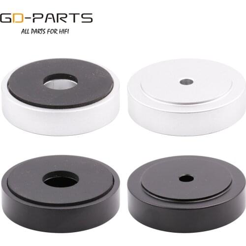 40x10mm Machined Solid Full Aluminum Speaker Isolation Feet Pads Stand for AMP DAC CD Player Turntable Cabinet Silver Black