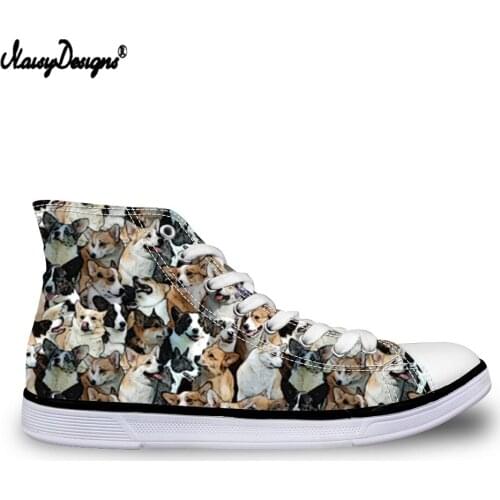 Noisydesigns Autumn Canvas Vulcanize Ladies Shoes Cute Animal Printed Mens High Top Shoes Male Casual Sneakers for Boy Lace Up