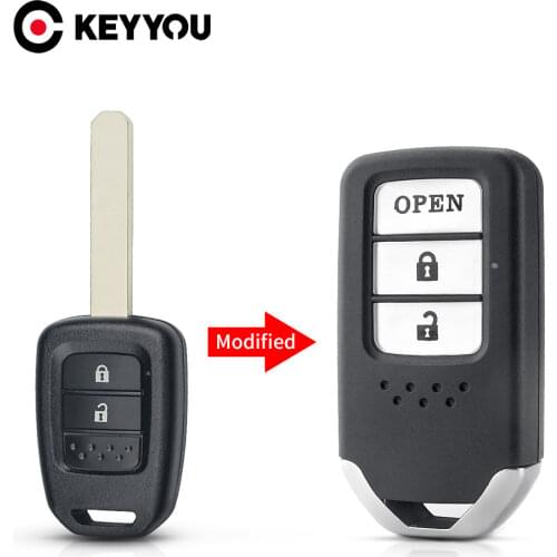 KEYYOU 10pcs Fob 2/3 Buttons Modified Filp Remote Key Shell For Honda FIT XRV VEZEL CITY JAZZ CIVIC HRV Folding Car Key Case