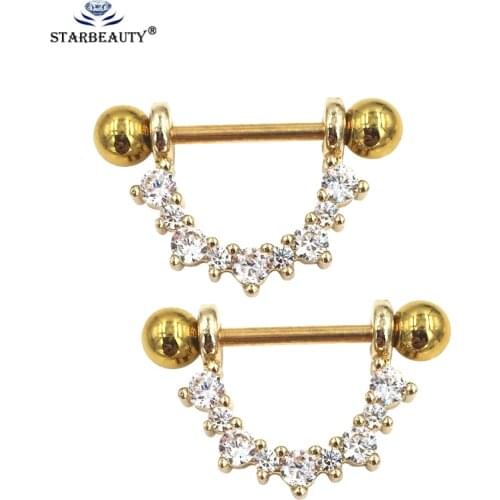 Real Stainless Steel With Zircon Stone 1.2*19mm Nipple Piercing Body Jewelry Nipple Rings 14G Silver Color Tongue Rings Balls