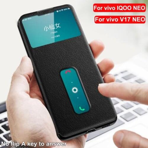 For Vivo V17 Neo Case V17Neo Open window leather cover for Vivo IQOO Neo flip cases IQOO Neo back cover