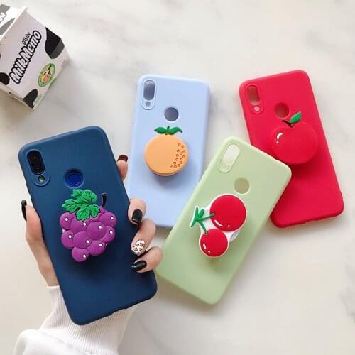 Cute Fruit Stand Finger Ring Case for Samsung Galaxy A01 A21 A31 A41 A51 A71 A81 A91 Note 5 8 9 10 Strawberry Holder TPU Cover