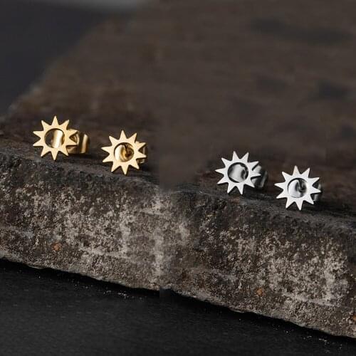 Minimalism Celestial Earrings Stainless Steel Sun Earings Studs Fashion Jewelry Womens Gold Accessories Birthday Gifts BFF