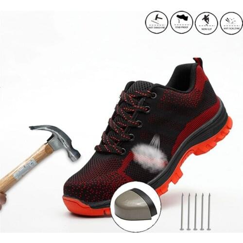 Mens Work Safety Shoes Steel Toe Boots For Men Anti-smashing Puncture Proof Safety Shoes Outdoor Hiking Men Boots Protect Male