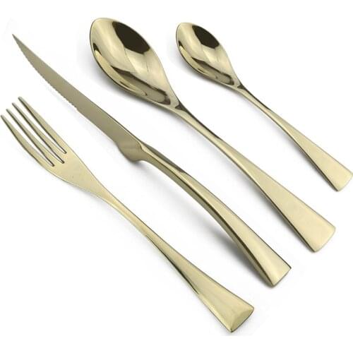 4pcs/set Mirror Multi Color Dinnerware Set Dinner Cutlery Knife Fork Teaspoon 304 (18/10) Stainless Steel Tableware Set